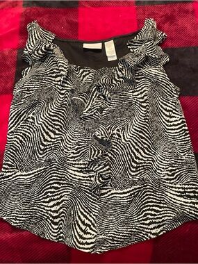 Liz Claiborne Black and White Ruffle Tank Top